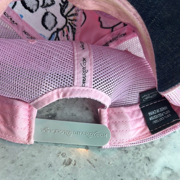 Retro Don Ed Hardy Pink Skull and Floral Truck Hat - Picture 3 of 5